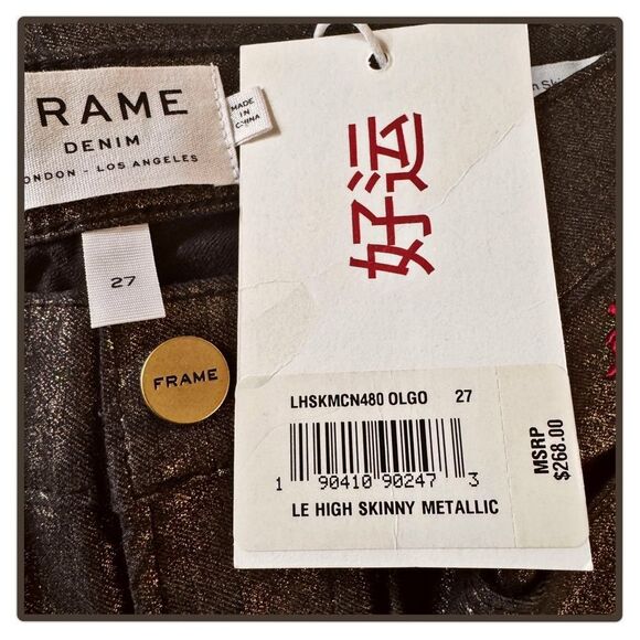Frame Denim Le High Metallic Skinny Ankle Jeans - Picture 7 of 16